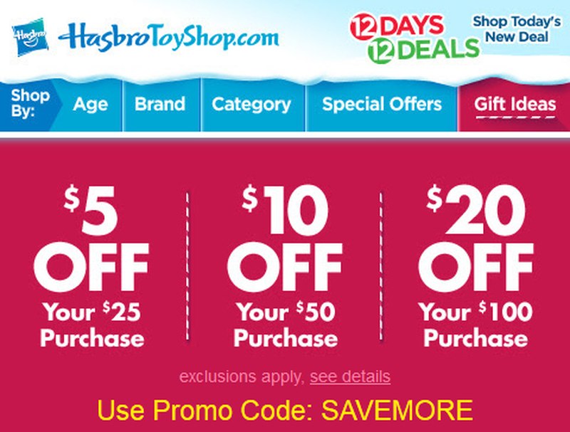 Hasbro toy shop coupon on sale